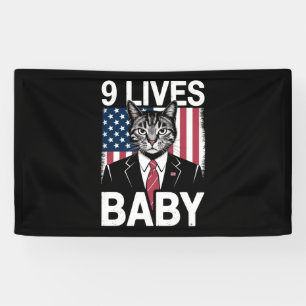 Banderoles Chat Trump 9 Vies Bébé Drôle Chat Trump
