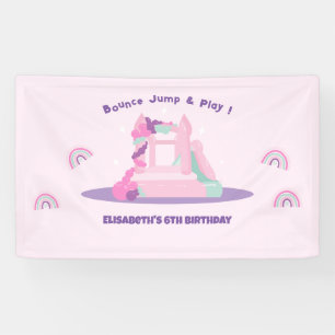 Banderoles Château de Maison de Bounce Rose Anniversaire