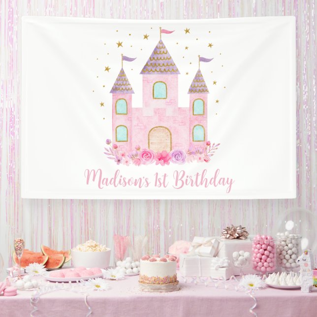 Banderoles Château de Princesse Pink Or moderne Anniversaire (Fête)
