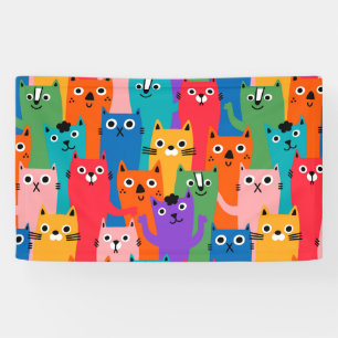 Banderoles Chats colorés motif