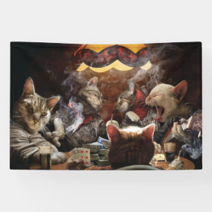 Banderoles Chats jouant au poker