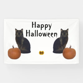 Banderoles Chats noirs avec Citrouilles et tournesols
