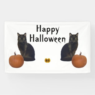 Banderoles Chats noirs avec Citrouilles et tournesols
