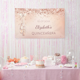 Banderoles Chaussure de ballerine rose or rose Quinceanera