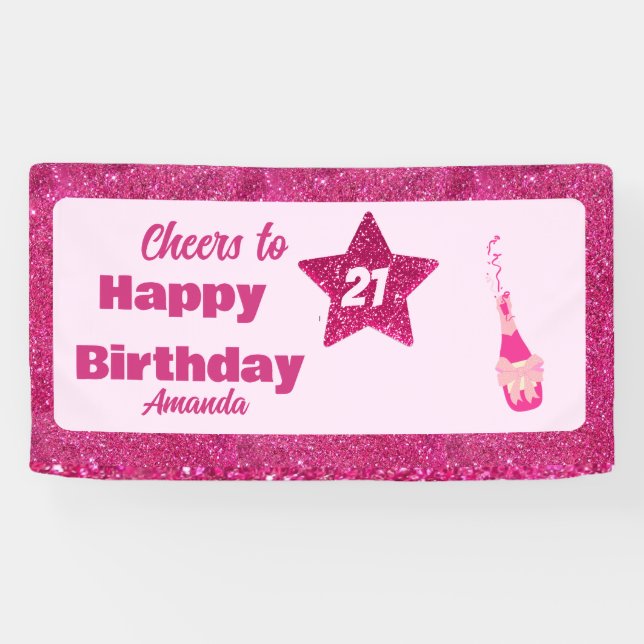 Banderoles Cheer à 21e anniversaire chic parties scintillant  (Horizontal)