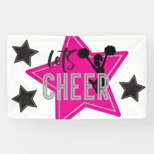 Banderoles Cheerleading Rose Argent Noir Anniversaire de Chee