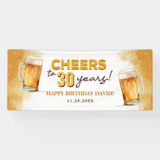 Banderoles Cheers & Beers Mens Funny 30th Birthday