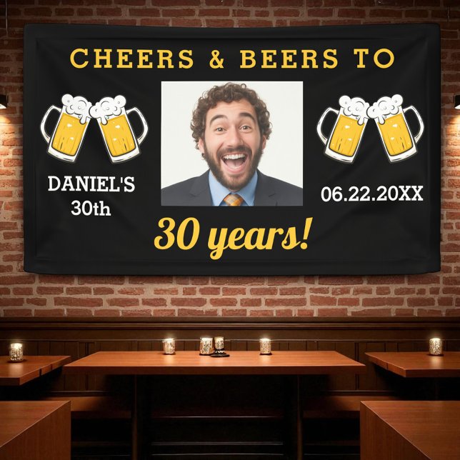 Banderoles Cheers & Bières 30 ans Jalon Anniversaire Photo (Créateur téléchargé)