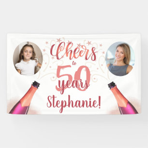 Banderoles CHEERS D'Anniversaire À # ANS Rose Gold 2 Photo