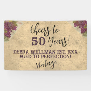 Banderoles Cheers vintages à 50 ans Vin personnalisé Thème