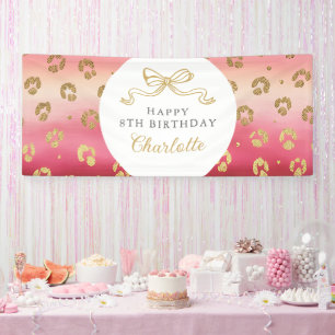Banderoles Cheetah Leopard rose et or