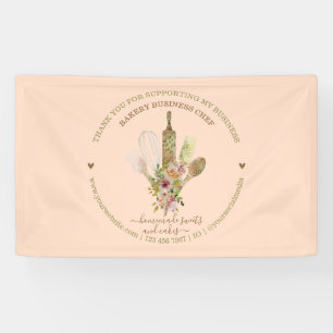 Banderoles Chef Boulangerie Traiteur Rose Rustique