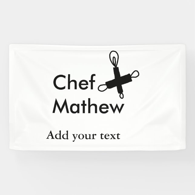 Banderoles Chef cuisinier ajouter nom texte hommes cuisine bo (Horizontal)