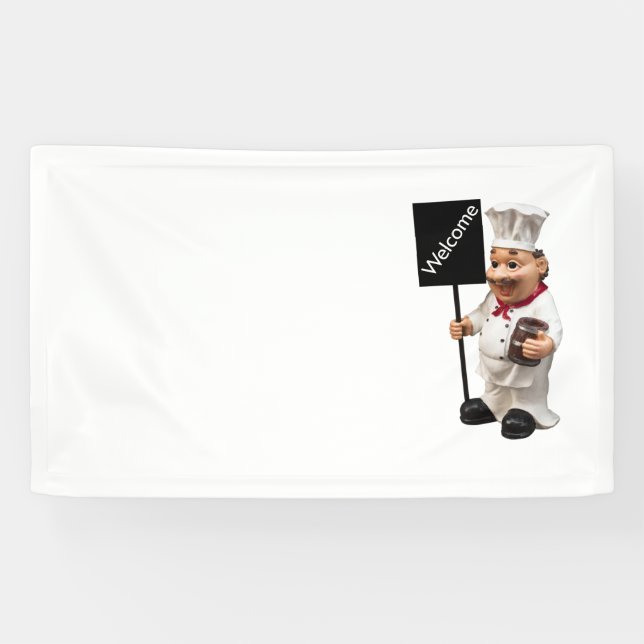 Banderoles Chef cuisinier - Carte de menu BIENVENUE (Horizontal)
