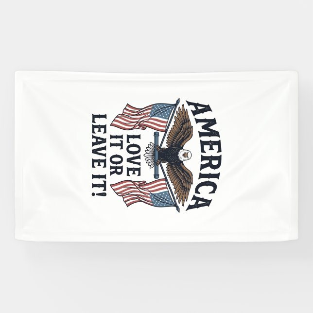 Banderoles Chemise aigle patriotique America Love It Or Leave (Horizontal)
