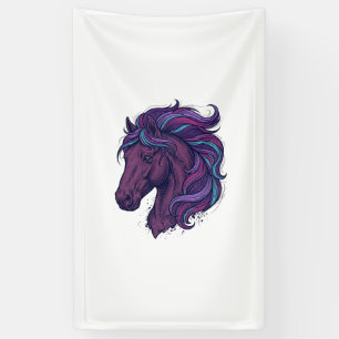 Banderoles Chemise d'art de tête de cheval colorée gravée vin