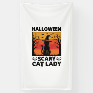 Banderoles Chemise Halloween Dame de chat effrayant Gravure V