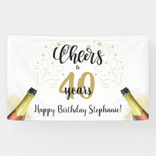 Banderoles CHERS D'Anniversaire À # ANNÉES Black Gold Script