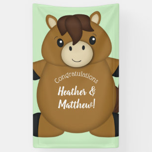 Banderoles Cheval Baby shower vert