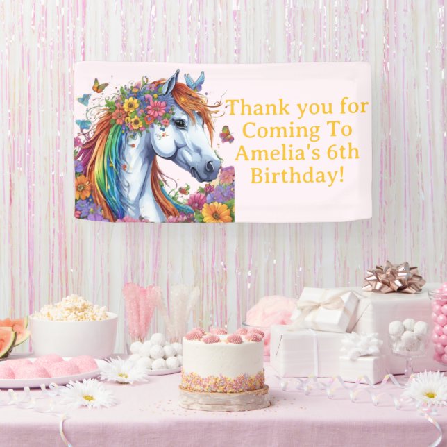 Banderoles Cheval Whimsical Rainbow Floral Equestriday (Fête)