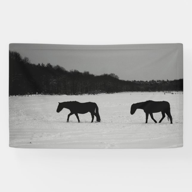 Banderoles Chevaux sur la neige bnrcnm (Horizontal)