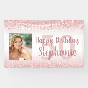 Banderoles Chic Anniversaire Rose Gold Parties scintillant Lu