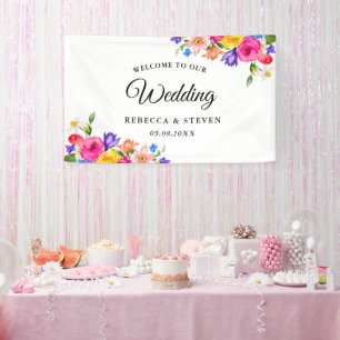 Banderoles Chic coloré fleur sauvage lumineux accueil mariage