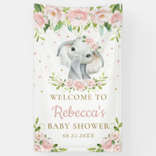 Banderoles Chic Cute Elephant rose Floral Arrière-plan Bienve