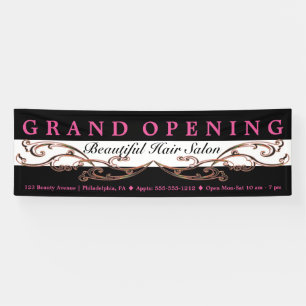Banderoles Chic Flourish Beauté Salon Boutique Grand Ouvertur