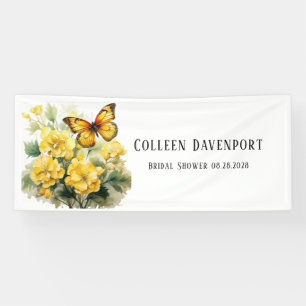 Banderoles Chic Hydrangea Jaune Papillon Baby Shower Mariage
