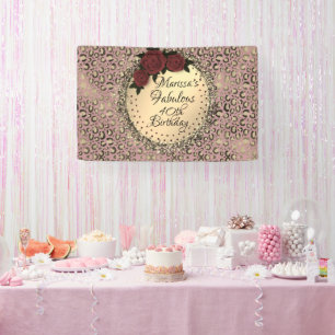 Banderoles Chic Leopard Rose Fabuleux 40e anniversaire