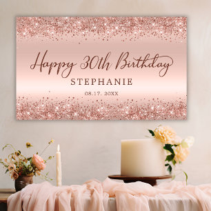 Banderoles Chic Rose Gold Parties scintillant Joyeux 30e anni