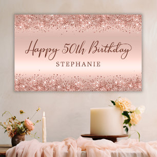 Banderoles Chic Rose Gold Parties scintillant Joyeux 50e anni