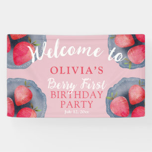 Banderoles Chic Rouge & Rose Fruité pour un 1er Anniversaire