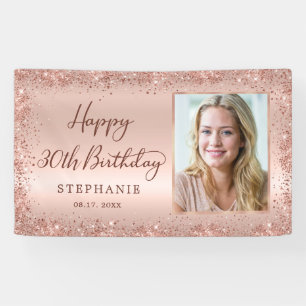 Banderoles Chic Script Rose Gold Parties scintillant Photo 30
