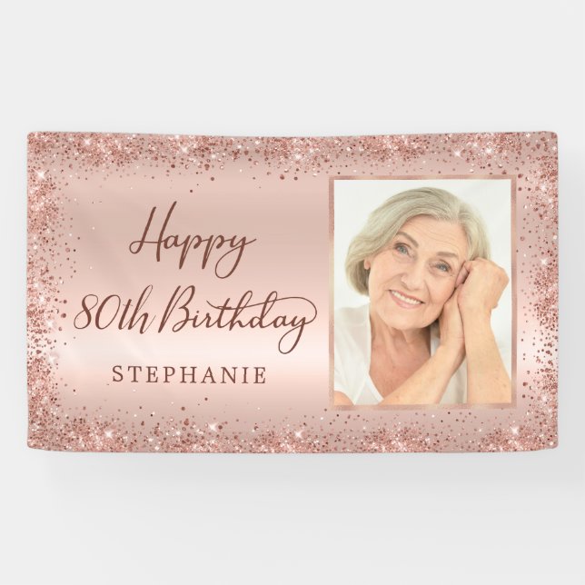 Banderoles Chic Script Rose Gold Parties scintillant Photo 80 (Horizontal)