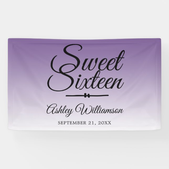 Banderoles Chic Tropical Purple Ombre Sweet 16 16e anniversai (Horizontal)