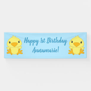Banderoles Chick Birthday Party Blue