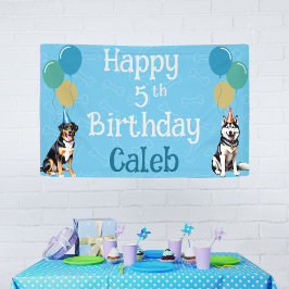 Banderoles Chien à chiot bleu personnalisé Anniversaire Paw t