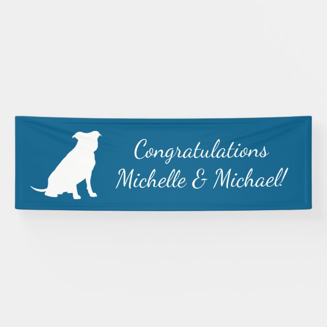Banderoles Chien Baby shower Pit Pitbull Blue Boy (Horizontal)