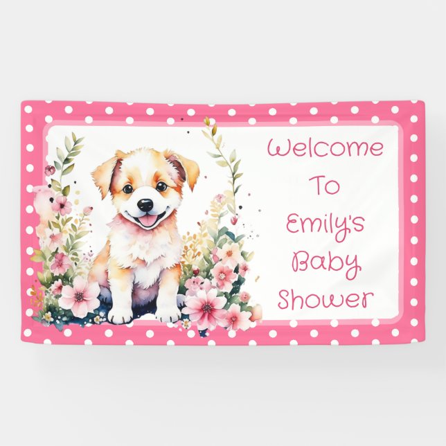Banderoles Chien Chien Chien à thème Baby shower personnalisé (Horizontal)