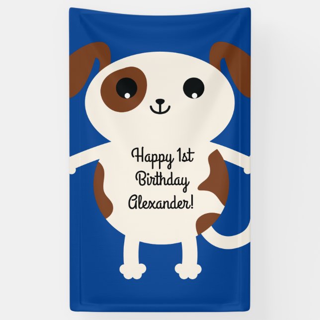 Banderoles Chien chiot mignonne Colorée 1er Anniversaire Thèm (Vertical)