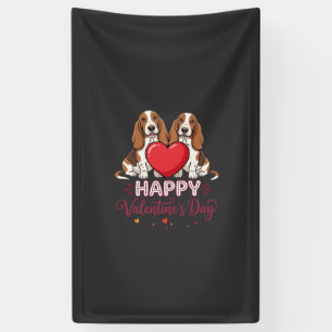 Banderoles Chien de la Saint-Valentin Basset Hound Floral