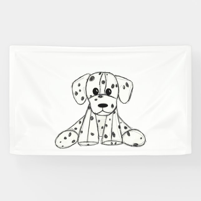Banderoles Chien en dalmate dessin simple noir (Horizontal)