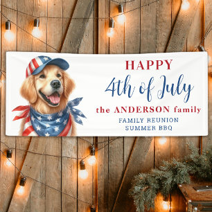 Banderoles Chien mignon 4 juillet rouge blanc bleu Patriotiqu