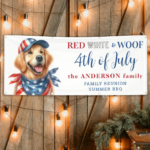 Banderoles Chien patriotique 4 juillet Rouge Blanc & Woof Par
