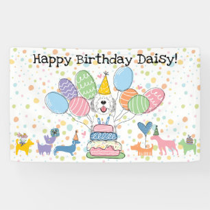 Banderoles Chien Sheepadoodle Blue Merle Fête d'anniversaire