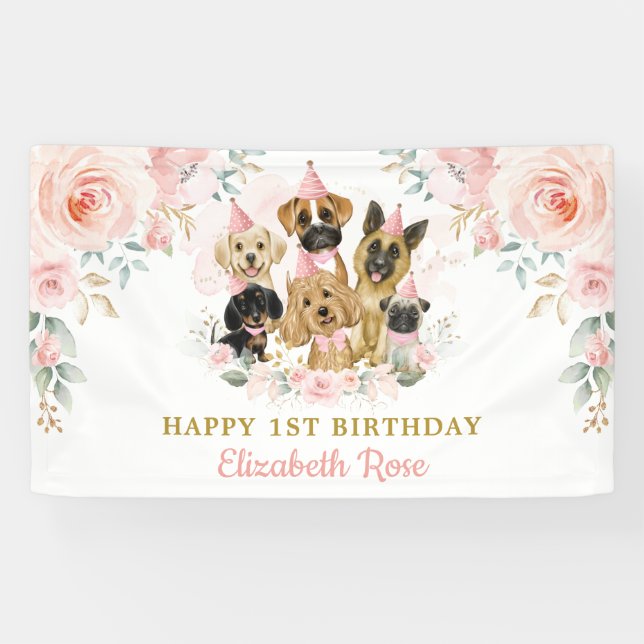 Banderoles Chiens flous Chiens marionnettes Anniversaire Fill (Horizontal)