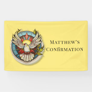 Banderoles Chiffre blanc jaune Confirmation religieuse cathol