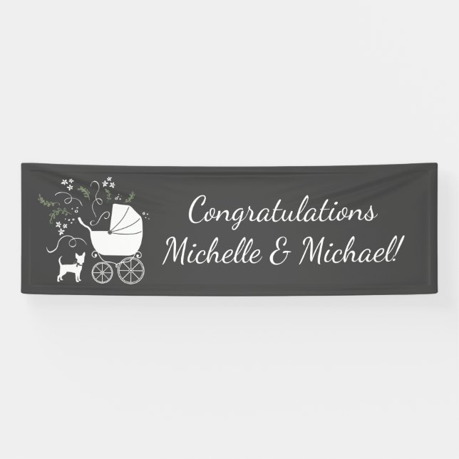 Banderoles Chihuahua Chien Baby shower Neutre selon le sexe (Horizontal)